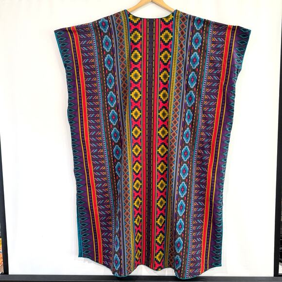 J Peterman Kaftan Size L/XL Cotton Stripe Southwest Tribal Boho Hippie Maxi - Picture 2 of 16
